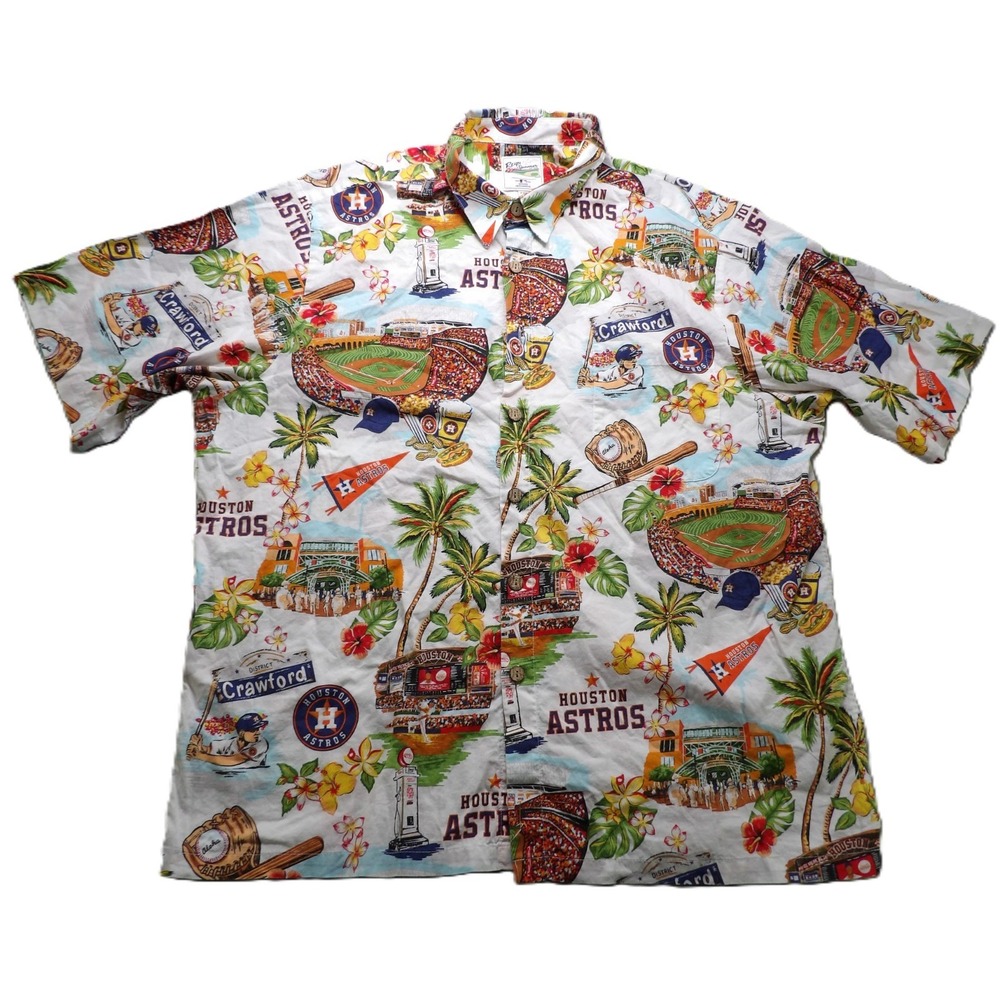 Reyn Spooner Houston Astros MLB Aloha Shirt Men XXL Cotton Baseball Hawaii Theme
